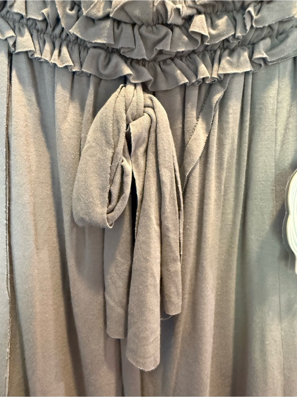 Light Gray Ruffled Waist Midi Skirt (0075) - Picture 4 of 4